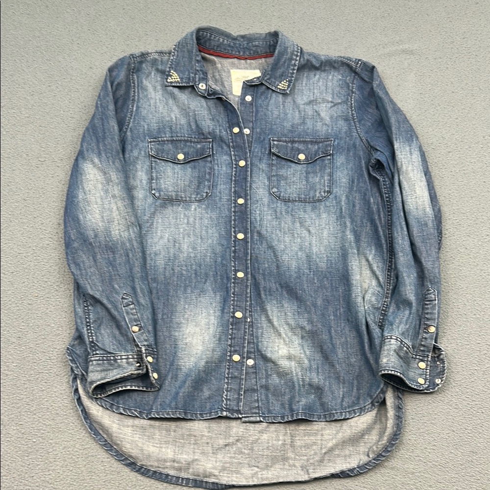 H&M Denim Button-Up Shirt | Women’s Size 14 | Casual Utility Style | 100% Cotton